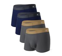 DAVID ARCHY Mens Boxers Trunks 4 Pack Bamboo Cool Fresh Ultra Soft Comfortable Mens Boxer Shorts Underwear Men's Boxer Briefs Underwear 3D Pouch