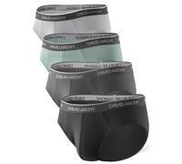 DAVID ARCHY Mens Briefs Bamboo Underwear Silky Smooth Lightweight Breathable Antibacterial Men's Boxer Shorts 3D Pouch 30MM Belt Boxers for Men 4 Pack