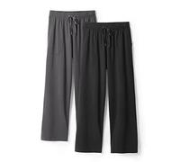 DAVID ARCHY Men's Comfy Jersey Cotton Knit Check Flannel Woven Pajama Lounge Sleep Pant 2 Pack