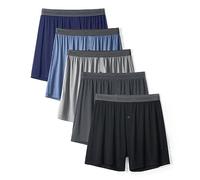 DAVID ARCHY Mens Loose Boxer Shorts Bamboo Rayon - Sleep & Lounge Boxers, Breathable Cooling Lightweight Underwear with Button Fly