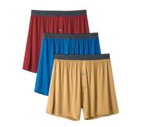 DAVID ARCHY Mens Loose Boxer Shorts Bamboo Rayon - Sleep & Lounge Boxers, Breathable Cooling Lightweight Underwear with Button Fly