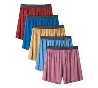 DAVID ARCHY Mens Loose Boxer Shorts Bamboo Rayon - Sleep & Lounge Boxers, Breathable Cooling Lightweight Underwear with Button Fly