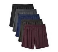 DAVID ARCHY Mens Modal Boxer Shorts 5 Pack Loose Fit Breathable Mens Underwear Modal Ultra Soft Relaxed Boxers with Button Lightweight Comfort for Sleep, Lounge & Daily Wear