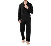DAVID ARCHY Mens Pajamas Set 20D Milk Silk Notch Lapel Loungewear Long Sleeve Men Nightwear Top and Trouser Pj for Man (UK, Alpha, XXL, Regular, Regular, Stretch Limo)