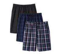 DAVID ARCHY Mens Pyjama Bottoms Combed Cotton-Polyester Blend Woven Sleep Shorts or Long Trousers Breathable Comfy Pj Wear with Pockets Pants for Men 3 Pack (Shorts Color A, XL)