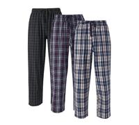DAVID ARCHY Mens Pyjama Bottoms Combed Cotton-Polyester Blend Woven Sleep Shorts or Long Trousers Breathable Comfy Pj Wear with Pockets Pants For Men 3 Pack (Long Color D, S)