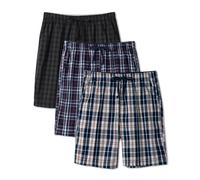 DAVID ARCHY Mens Pyjama Bottoms Combed Cotton-Polyester Blend Woven Sleep Shorts or Long Trousers Breathable Comfy Pj Wear with Pockets Pants for Men 3 Pack (Shorts Color D, S)