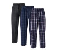DAVID ARCHY Mens Pyjama Bottoms Combed Cotton-Polyester Blend Woven Sleep Shorts or Long Trousers Breathable Comfy Pj Wear with Pockets Pants For Men 3 Pack (Long Color A, XXL)
