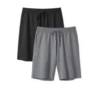 DAVID ARCHY Mens Pyjama Shorts Combed Cotton Knit Plain Weave Sleep Bottoms Breathable Moisture-Wicking Pj Wear with Pockets Pants for Men 2 Pack (Stretch Limo+Quiet Shade, XL)