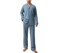 DAVID ARCHY Mens Pyjamas Set 100% Cotton Soft Pjs Classic Button Down Nightwear Long Sleeve & Bottoms PJs-Sleepwear Gifts for Him