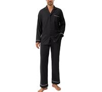 DAVID ARCHY Mens Pyjamas Set 100% Cotton Soft Pjs Classic Button Down Nightwear Long Sleeve & Bottoms PJs-Sleepwear Gifts for Him