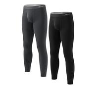DAVID ARCHY Men's Thermal Bottoms Contain Wool and Mulberry Silk Blend Warm Luxuriously Soft Moisture-Wicking Base Layer Trousers Pants with Open Fly 2-Pack Suitable 23°F to 41°F