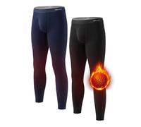 DAVID ARCHY Men's Thermal Bottoms Contain Wool and Mulberry Silk Blend Warm Luxuriously Soft Moisture-Wicking Base Layer Trousers Pants with Open Fly 2-Pack Suitable 23°F to 41°F