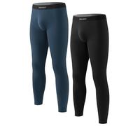 DAVID ARCHY Men's Thermal Bottoms Viscose Polyacrylic Cotton Blend Warm Moisture-Wicking Base Layer Pants Underwear Trousers with Open Fly 2-Pack Suitable 32°F to 50°F