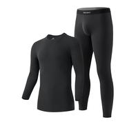 DAVID ARCHY Men's Thermal Set Viscose Polyacrylic Cotton Blend Fabric Warm Moisture-wicking Base Layer Underwear Set Bottoms with Open For -5 °C to 5 °C, Black