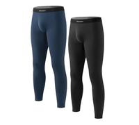 DAVID ARCHY Men's Thermal Underwear Bottoms,Thermal Trousers Long Johns for Men Bottoms Pants with Open Fly Design Warm Wicking Thermal Pants(2 Pack) Suitable for 0℃ to 15℃ Black+Navy M