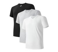 DAVID ARCHY Men's Undershirts Tops 40S Sorona Cotton Polymer Blended Stretch Short Sleeve T-Shirts for Men V Neck Fit Warm Moisture-Wicking Strong Resilience Underwear Mens Tees 3 Pack