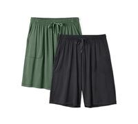 DAVID ARCHY Pyjama Shorts Men Bamboo Pajama Sleep Shorts Men Soft&Cool Men's Pyjama Shorts Bottoms with Pockets 2 Pack
