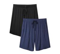 DAVID ARCHY Pyjama Shorts Men Bamboo Pajama Sleep Shorts Men Soft&Cool Men's Pyjama Shorts Bottoms with Pockets 2 Pack