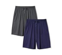 DAVID ARCHY Pyjama Shorts Men Bamboo Pajama Sleep Shorts Men Soft&Cool Men's Pyjama Shorts Bottoms with Pockets 2 Pack