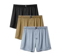 DAVID ARCHY Stretch Satin Boxers for Men Silk Feeling Boxer Shorts Breathable Loose Men's Underwear for Sleep (UK, Alpha, XXL, Regular, Regular, 3, Citadel+Gothic Olive+Stretch Limo)