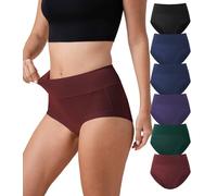 DAVID ARCHY Underwear Women High Waisted Briefs Double Layers Extra-Wide Waistband Women's Knickers Strech Moisture Wicking Full Back Converage Pants Soft Breathable Ladies Panties 6 Pack