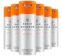 David Beckham Instinct Sport Deodorant Mens Gents Body Spray 150ml 6 Packs