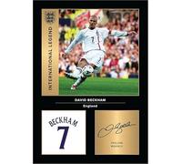 David Beckham Signed Poster Print - England National Team Tribute Wall Art with Signature & Jersey Number - International Legend Memorabilia for Fans and Collectors, A4 Poster + Black Frame