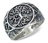 David Black Solid 925 Sterling Silver Tree of Life Ring - Unisex Men's Ring & Women Ring - Gift for Him & Him Promise Ring (4 Styles), Silver, No Gemstone