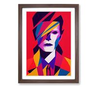 David Bowie Abstract Framed Wall Art Print A2 Walnut | Ready to Hang, Premium Gi Paper, Fade-Resistant Inks, Securely Packaged, UK Made