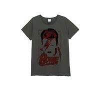 David Bowie Aladdin Sane Logo Officially Licensed T-Shirt - Amplified, Unisex Vintage Charcoal, ZAV210ASAXL