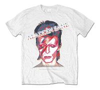 David Bowie ALADDIN SANE Official White Men's T-Shirt (XX-Large)