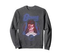 David Bowie - Blue Lightning Sweatshirt, Adult Unisex, Dark Heather Grey, Small
