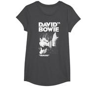 David Bowie - Bold Heroes T-Shirt, Girls, Dark Heather Grey, Large