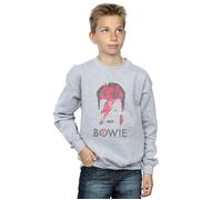 David Bowie Boy's Aladdin Sane Distressed Sweatshirt in Grey | Size: 12-13 Years David Bowie Grey 12-13 Years