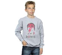 David Bowie Boys Aladdin Sane Distressed Sweatshirt Sport Grey 5-6 Years