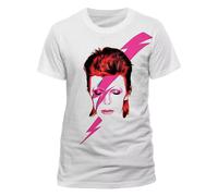 David Bowie Boy's Aladdin Sane Leopard Cotton T-Shirt in White | Size: 7-8 Years David Bowie White 7-8 Years