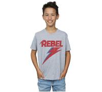 David Bowie Boy's Distressed Rebel T-Shirt in Grey | Size: 5-6 Years David Bowie Grey 5-6 Years