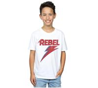 David Bowie Boy's Distressed Rebel T-Shirt in White | Size: 5-6 Years David Bowie White 5-6 Years