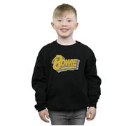 David Bowie Boy's Moonlight 90s Logo Sweatshirt in Black | Size: 12-13 Years David Bowie Black 12-13 Years