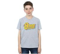 David Bowie Boy's Moonlight 90s Logo T-Shirt in Grey | Size: 5-6 Years David Bowie Grey 5-6 Years