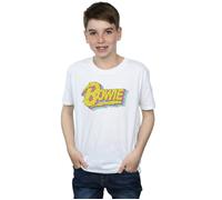 David Bowie Boy's Moonlight 90s Logo T-Shirt in White | Size: 5-6 Years David Bowie White 5-6 Years