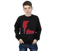 David Bowie Boy's Red Bolt Sweatshirt in Black | Size: 7-8 Years David Bowie Black 7-8 Years
