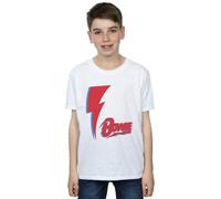 David Bowie Boy's Red Bolt T-Shirt in White | Size: 7-8 Years David Bowie White 7-8 Years