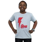 David Bowie Boys Red Bolt T-Shirt Sport Grey 9-11 Years
