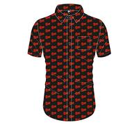 (XXL, Black) David Bowie Pattern Repeat Casual Shirt