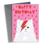 David Bowie Cat Pink Birthday Card
