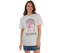 David Bowie Girl's Aladdin Sane Leopard Print Cotton T-Shirt in White | Size: 9 Years David Bowie White 9 Years