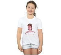 David Bowie Girl's Aladdin Sane Version Cotton T-Shirt in White | Size: 12-13 Years David Bowie White 12-13 Years