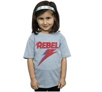 David Bowie Girl's Distressed Rebel Cotton T-Shirt in Grey | Size: 5-6 Years David Bowie Grey 5-6 Years